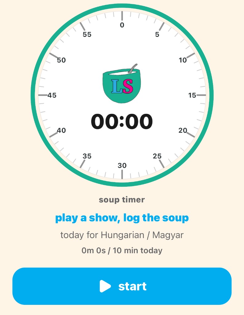 the soup timer at 00:00 ready to start